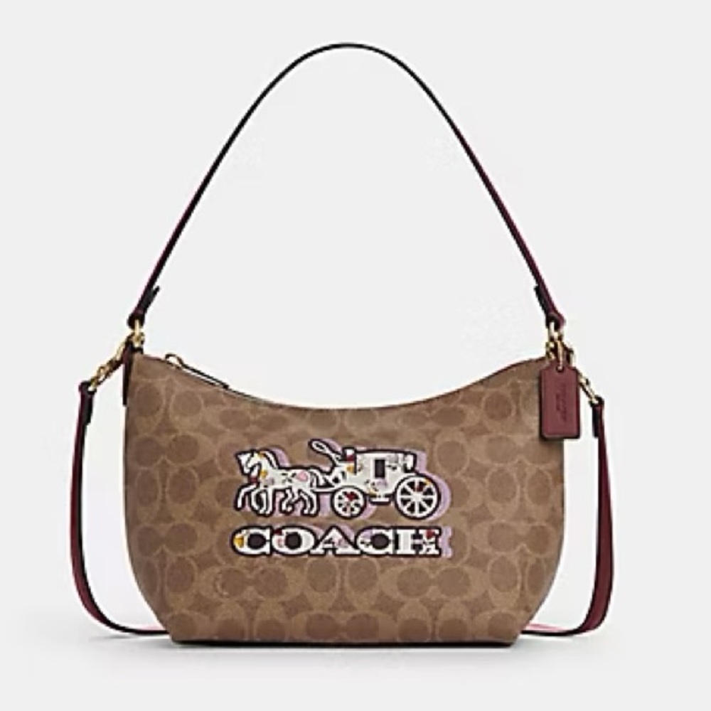 Coach Horse & Carriage Signature Canvas Shoulder Bag CX588 NWT
